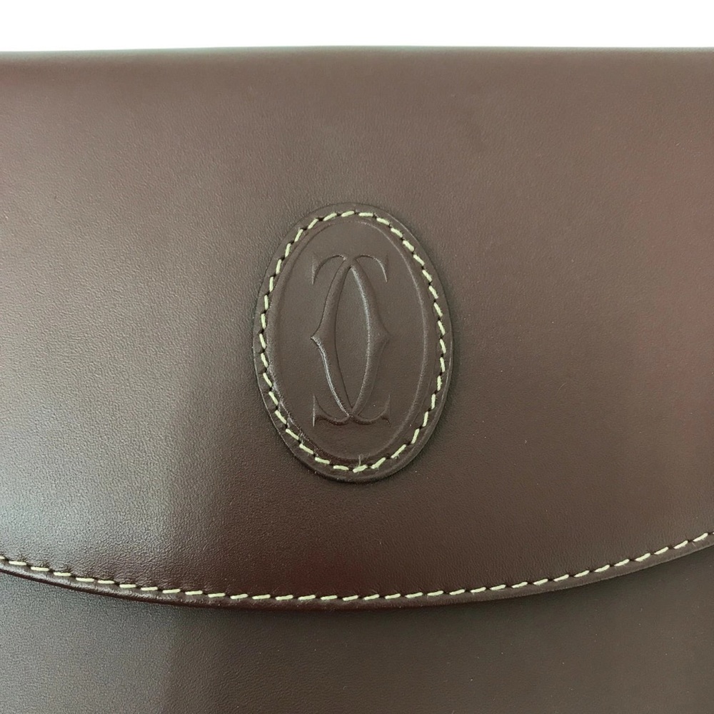 AUTHENTIC Cartier Shoulder Bag Burgundy Leather Crossbody Bag or clutch with COA - Picture 4 of 13